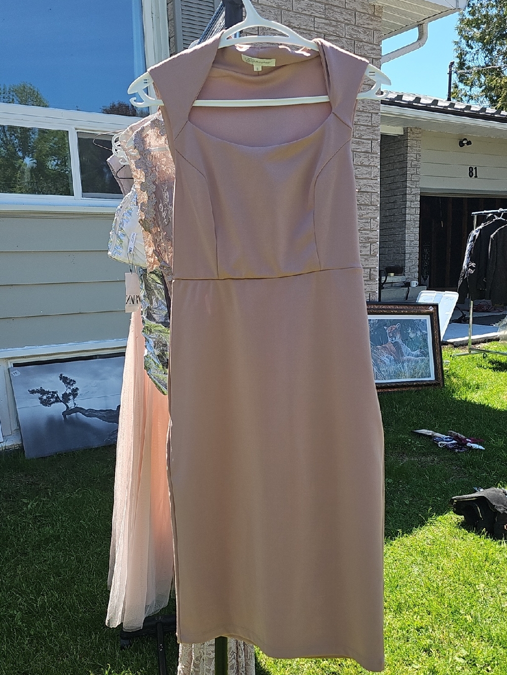 Glamorous Dusty Pink Midi Sheath Dress
